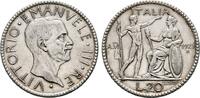 ITALIEN 20 Lire Victor Emanuel III., 1900-1946. -