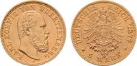 Württemberg 5 Mark 1877, F. Karl, 1864-1891. Vorzüglich +