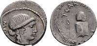 RÖMISCHE REPUBLIK T. Carisius. AR-Denar (46 v. Chr.), Rom, Leicht dezentriert. Sehr schön