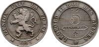 BELGIEN 5 Cents Leopold II., 1865-1909. -