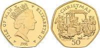 GROSSBRITANNIEN Weihnachts - 50 Pence (Goldabschlag) Elizabeth II seit 1952.