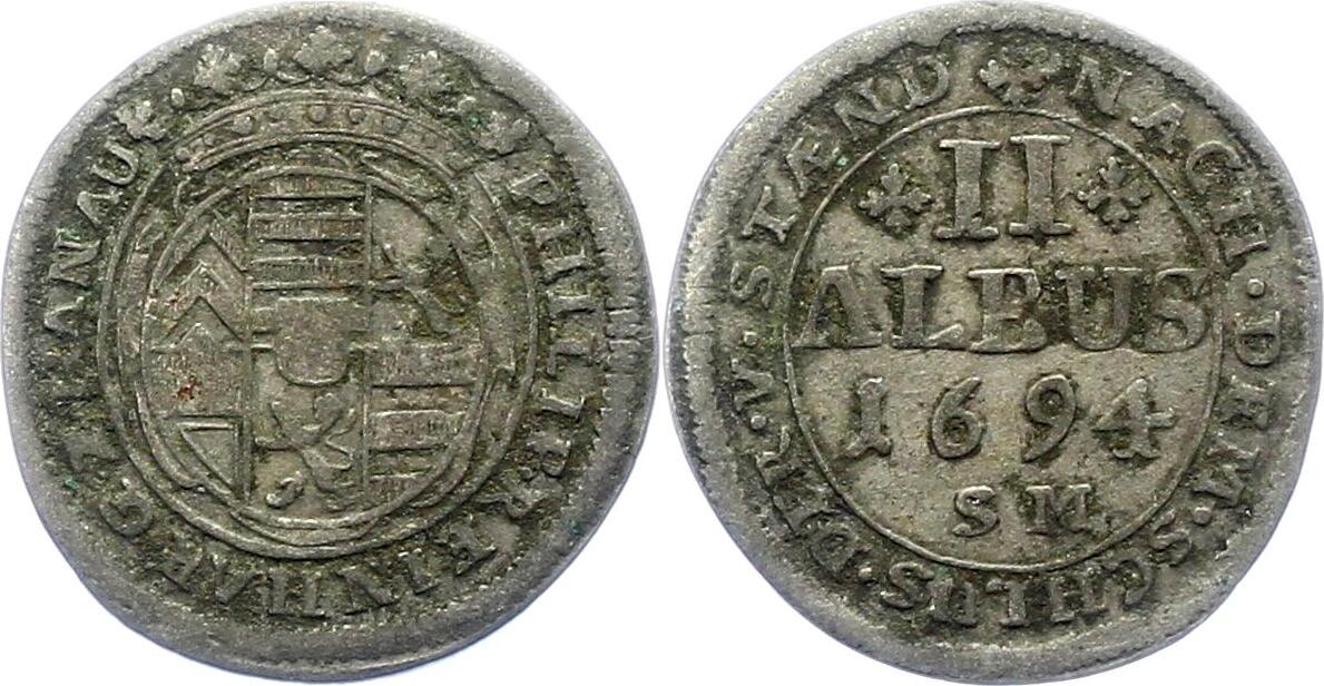 HanauMünzenberg 2 Albus 1694 SM Philipp Reinhard 16851712. Sehr schön