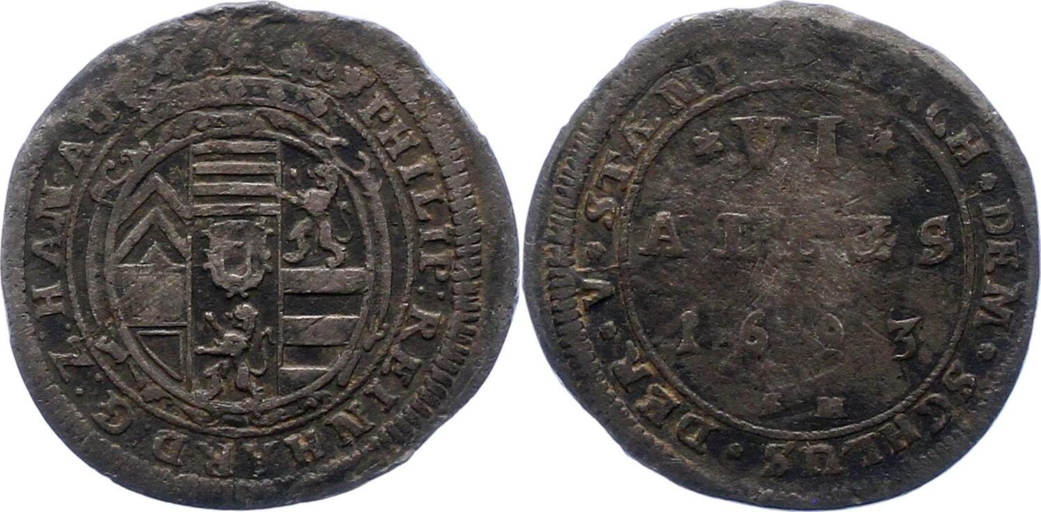 HanauMünzenberg 6 Albus 1693 SM Philipp Reinhard 16851712. Schön