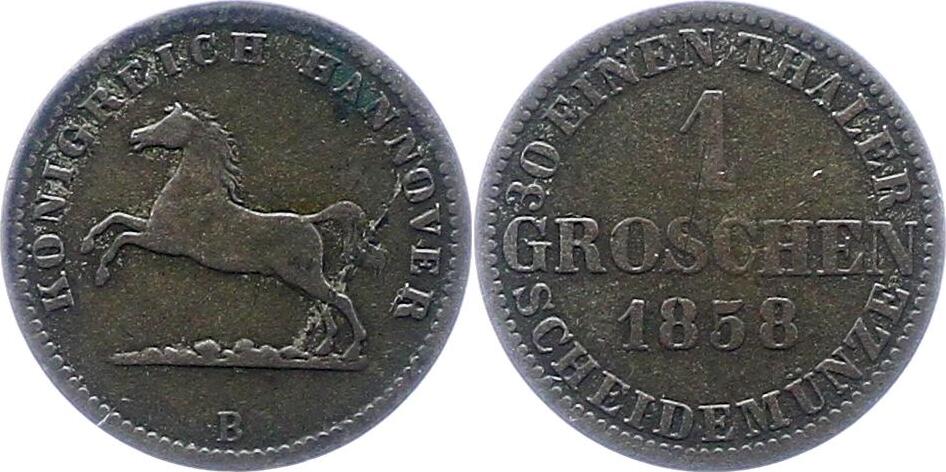 Braunschweig-Calenberg-Hannover 1 Groschen 1858 B Georg V. 1851-1866 ...