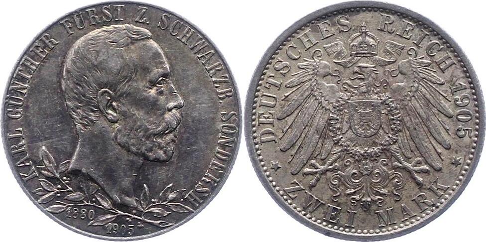 SchwarzburgSondershausen 2 Mark 1905 Karl Günther 18801909. Schöne