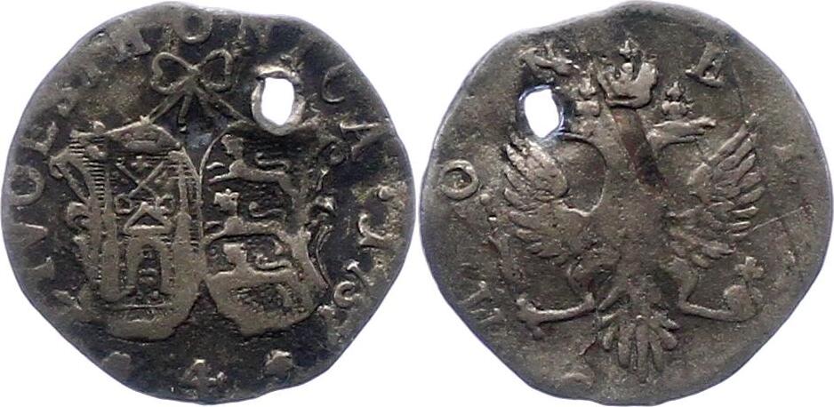 Russland 4 Kopeken 1757 Elisabeth I. 1741-1761. Gelocht, schön - sehr ...