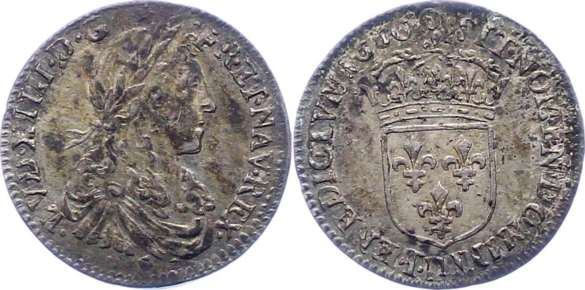 Frankreich 1/12 Ecu 1660 I Ludwig XIV. 16431715. Schöne Patina
