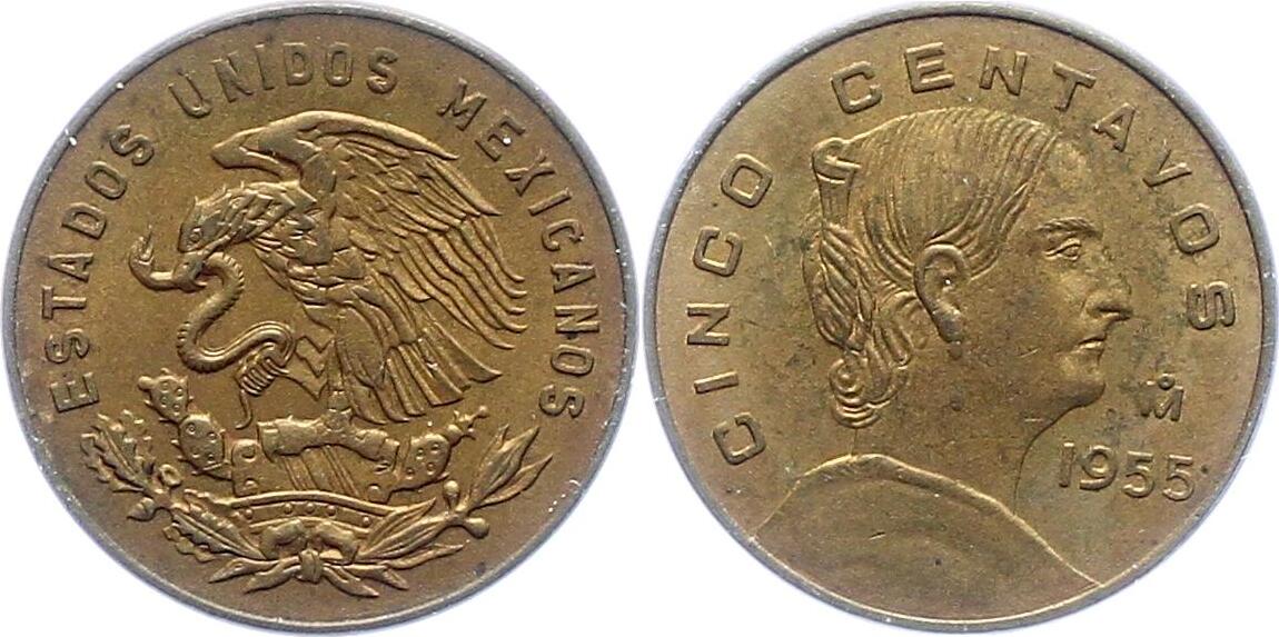 Mexiko 5 Centavos 1955 Republik. Vorzüglich + | MA-Shops