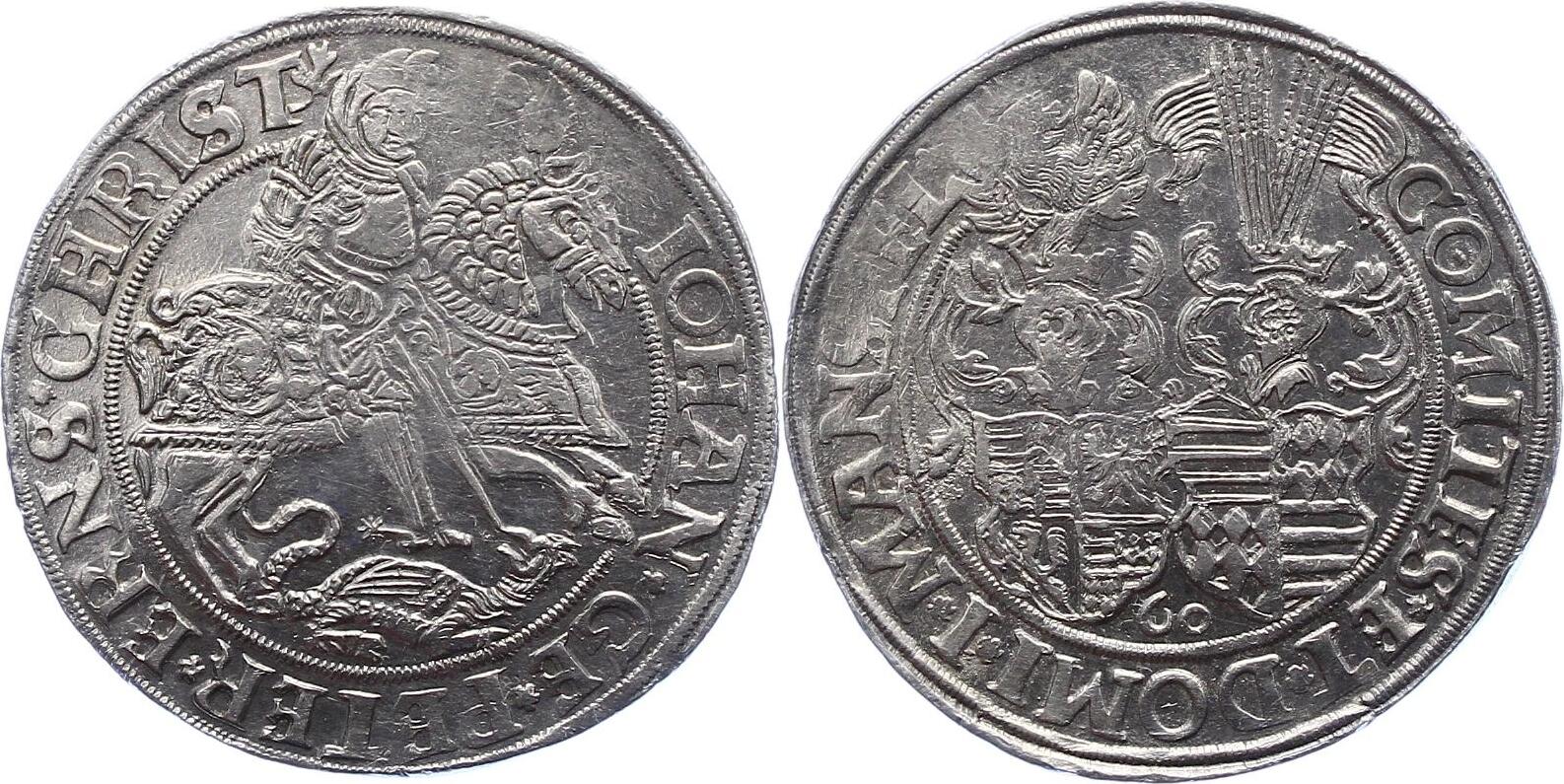 Mansfeld-vorderortische Linie zu Eisleben Taler 1560 Johann Georg I ...