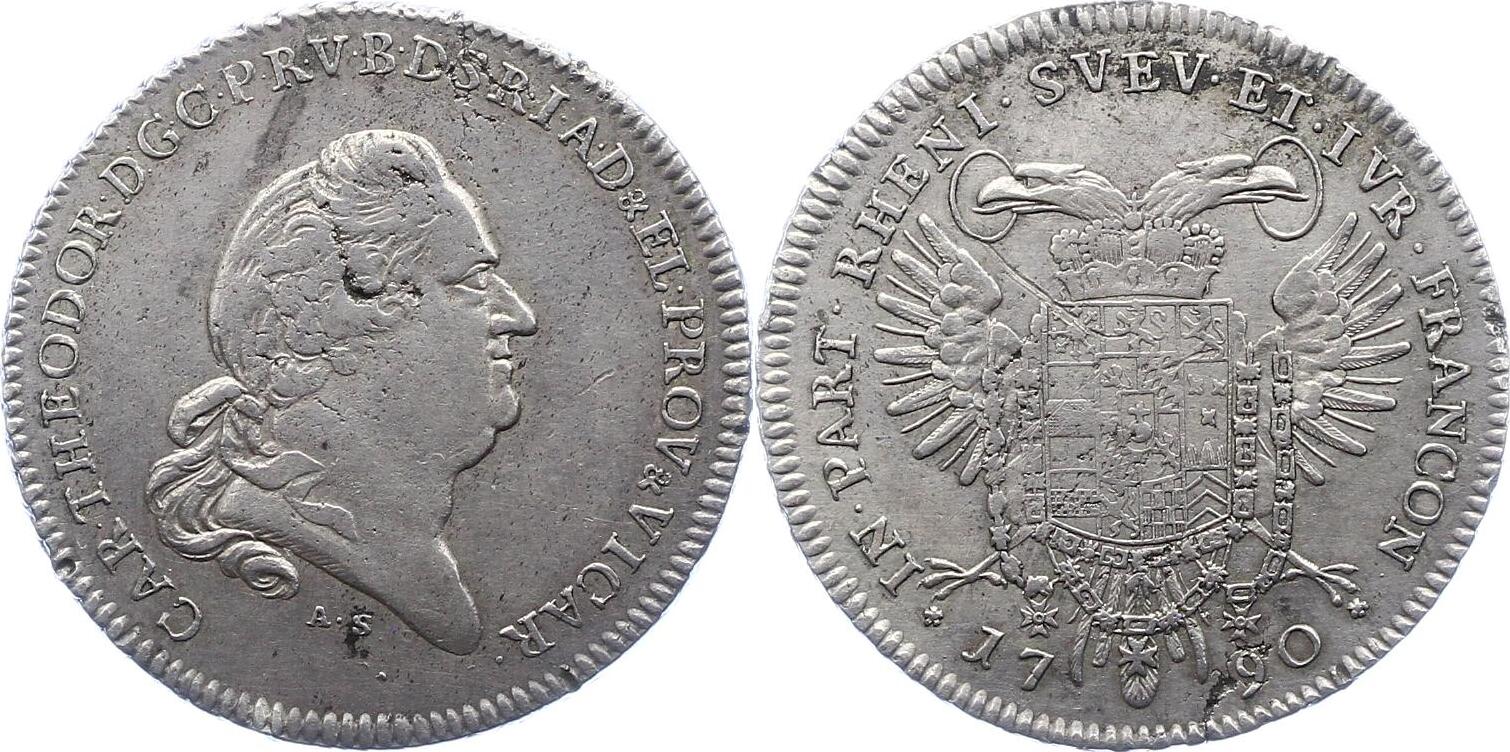 Bayern Vikariatstaler 1790 AS Karl Theodor 17771799. Schöne Patina