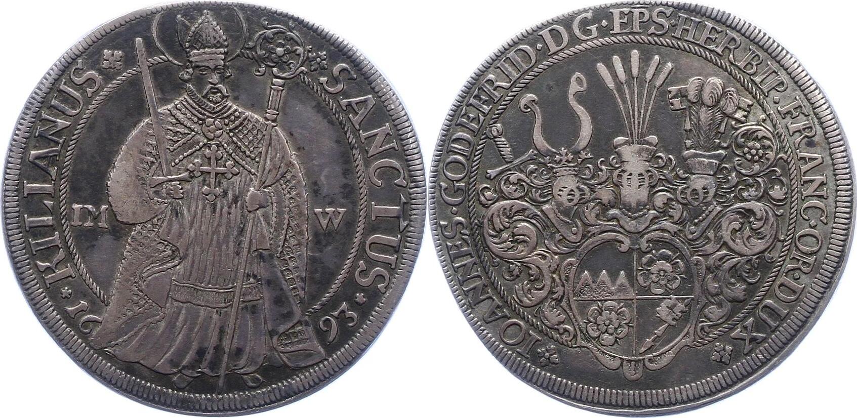 WürzburgBistum Taler 1693 Johann Gottfried II. von Guttenberg 1684