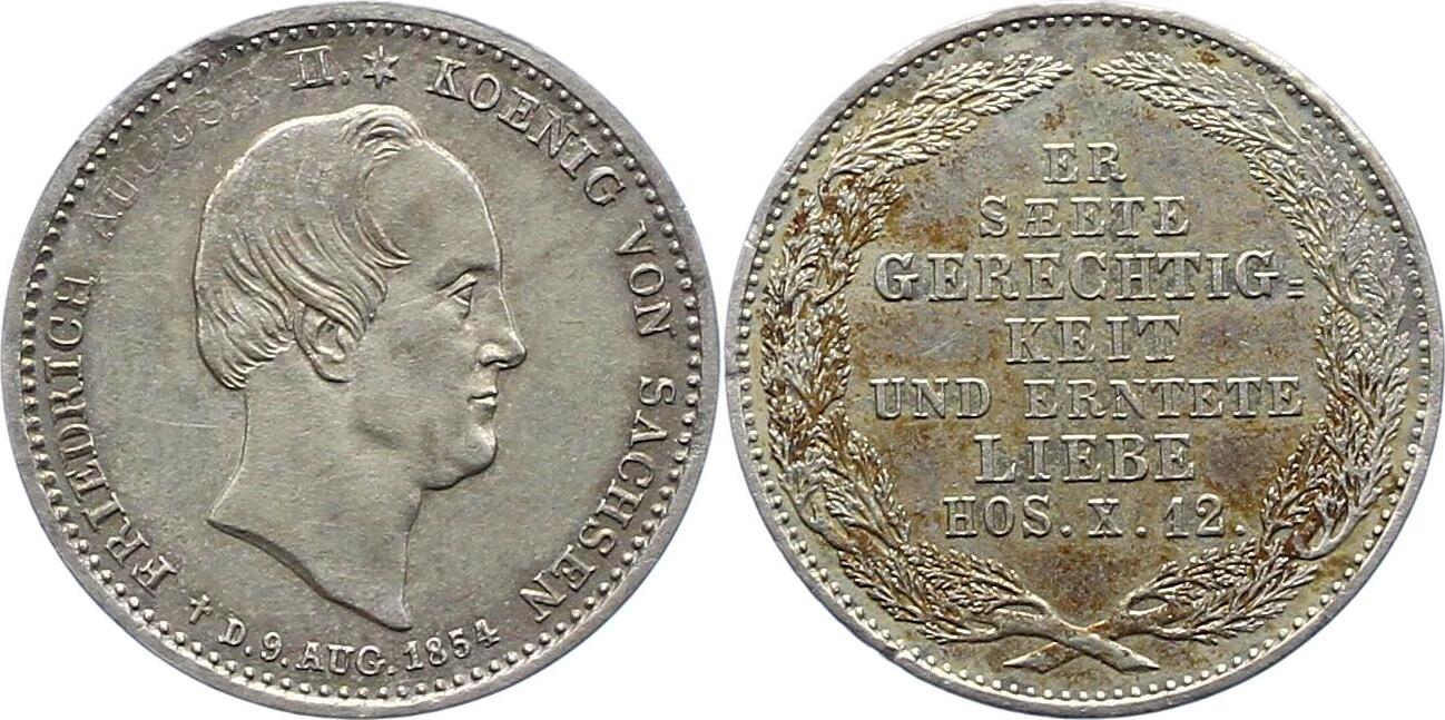 Sachsen-Albertinische Linie 1/6 Sterbetaler 1854 Friedrich August II ...