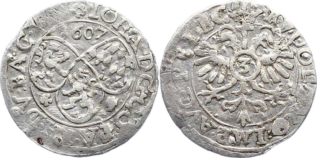 PfalzZweibrücken 3 Kreuzer 1607 Johann II. 16041635. Prägeschwäche