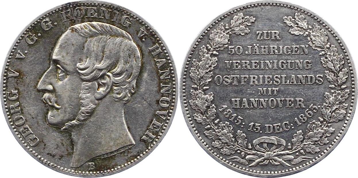 Braunschweig-Calenberg-Hannover Taler 1865 B Georg V. 1851-1866. Schöne ...