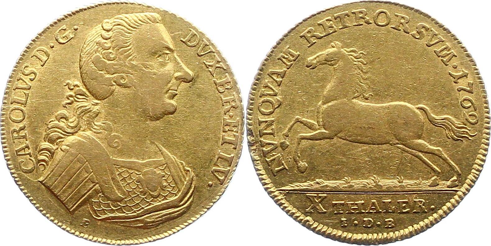 BraunschweigWolfenbüttel 10 Taler Gold 1762 E Karl I. 17351780