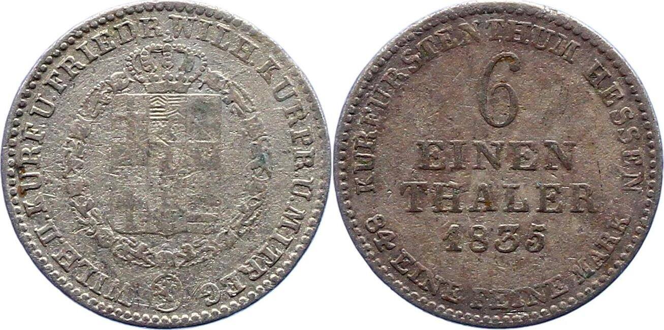 Hessen Kassel 1 6 Taler 1835 Kurf Wilhelm II u Friedrich Wilhelm 1831 1847 Schön sehr