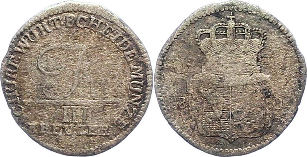 Württemberg 3 Kreuzer 1805 Friedrich II. 17971805. Schön sehr schön