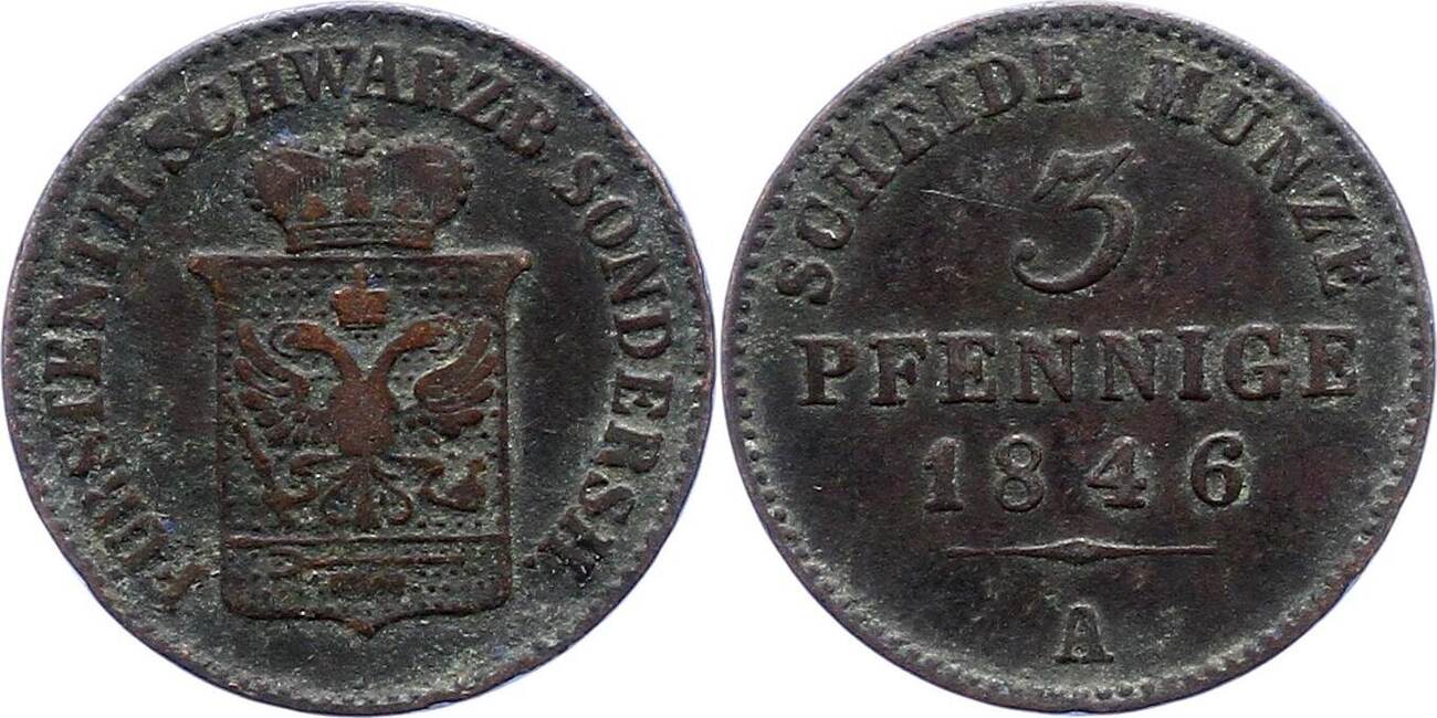 SchwarzburgSondershausen 3 Pfennig 1846 A Günther Friedrich Karl II