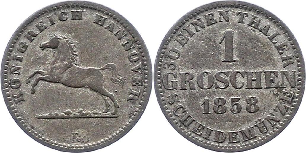 Braunschweig-Calenberg-Hannover 1 Groschen 1858 B Georg V. 1851-1866 ...