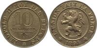Belgien-Königreich 10 Centimes Leopold II. 1865-1909.