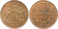 Baden-Durlach Kreuzer 1868 Friedrich I. 1852-1907. Vorzüglich +