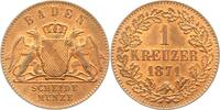 Baden-Durlach Kreuzer 1871 Friedrich I. 1852-1907. Fast Stempelglanz
