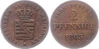 Sachsen-Meiningen 2 Pfennig Bernhard Erich Freund 1803-1866. -