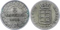 Württemberg 3 Kreuzer Wilhelm I. 1816-1864. -