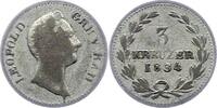 Baden-Durlach 3 Kreuzer 1834 Leopold 1830-1852. Schön - sehr schön