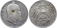 Württemberg 2 Mark mit Gegenstempel Wilhelm II. 1891-1918. -