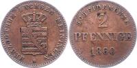 Sachsen-Meiningen 2 Pfennig Bernhard Erich Freund 1803-1866. -