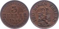 Hessen-Kassel 3 Heller Friedrich Wilhelm I. 1847-1866. -
