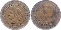 Frankreich 5 Centimes Dritte Republik 1870-1940. -