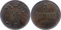 Finnland 5 Penniä 1 Nikolaus II. von Russland 1894-1917. -