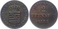 Sachsen-Meiningen 2 Pfennig Bernhard Erich Freund 1803-1866. -