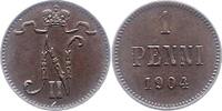 1 Penni 1904 Finnland Nikolaus II. von Russland 1894-1917. Vorzüglich
