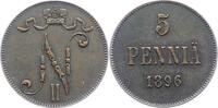 Finnland 5 Penniä 1 Nikolaus II. von Russland 1894-1917. -