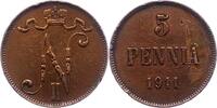 Finnland 5 Penniä 1 Nikolaus II. von Russland 1894-1917. -