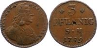 Mainz-Erzbistum 3 Pfennig Johann Friedrich Karl Graf von Ostein 1743-1763. -