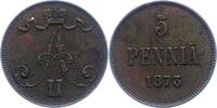 Finnland 5 Penniä 1 Alexander II. von Rußland 1855-1881. -
