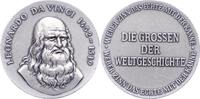 Personenmedaillen Versilberte Bronzemedaille Leonardo da Vinci *1452 Vinci/Florenz, +1519 Château de Cloux, italienischer Maler, Zeichner, Erfinder, Baumeister, Bildhauer un -