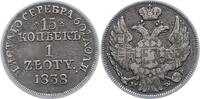 Polen 15 Kopeken zu 1 Zloty Nikolaus I. von Russland 1825-1855. -