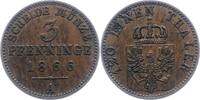 Brandenburg-Preußen 3 Pfennig Wilhelm I. 1861-1888. -