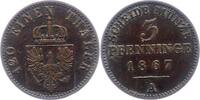 Brandenburg-Preußen 3 Pfennig Wilhelm I. 1861-1888. -