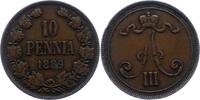 10 Penniä 1 1889 Finnland Alexander III. von Rußland 1881-1894. Randfehler, sehr schön