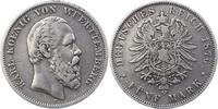 Württemberg 5 Mark Karl 1864-1891. -