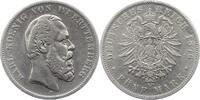 Württemberg 5 Mark Karl 1864-1891. -