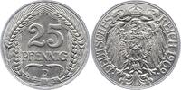 25 Pfennig 1909  D Kleinmünzen  Vorzüglich +