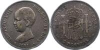 5 Pesetas 1891  PG Spanien Alfons XIII. 1886-1931. Winz. Randfehler, sehr schön
