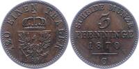 Brandenburg-Preußen 3 Pfennig Wilhelm I. 1861-1888. -
